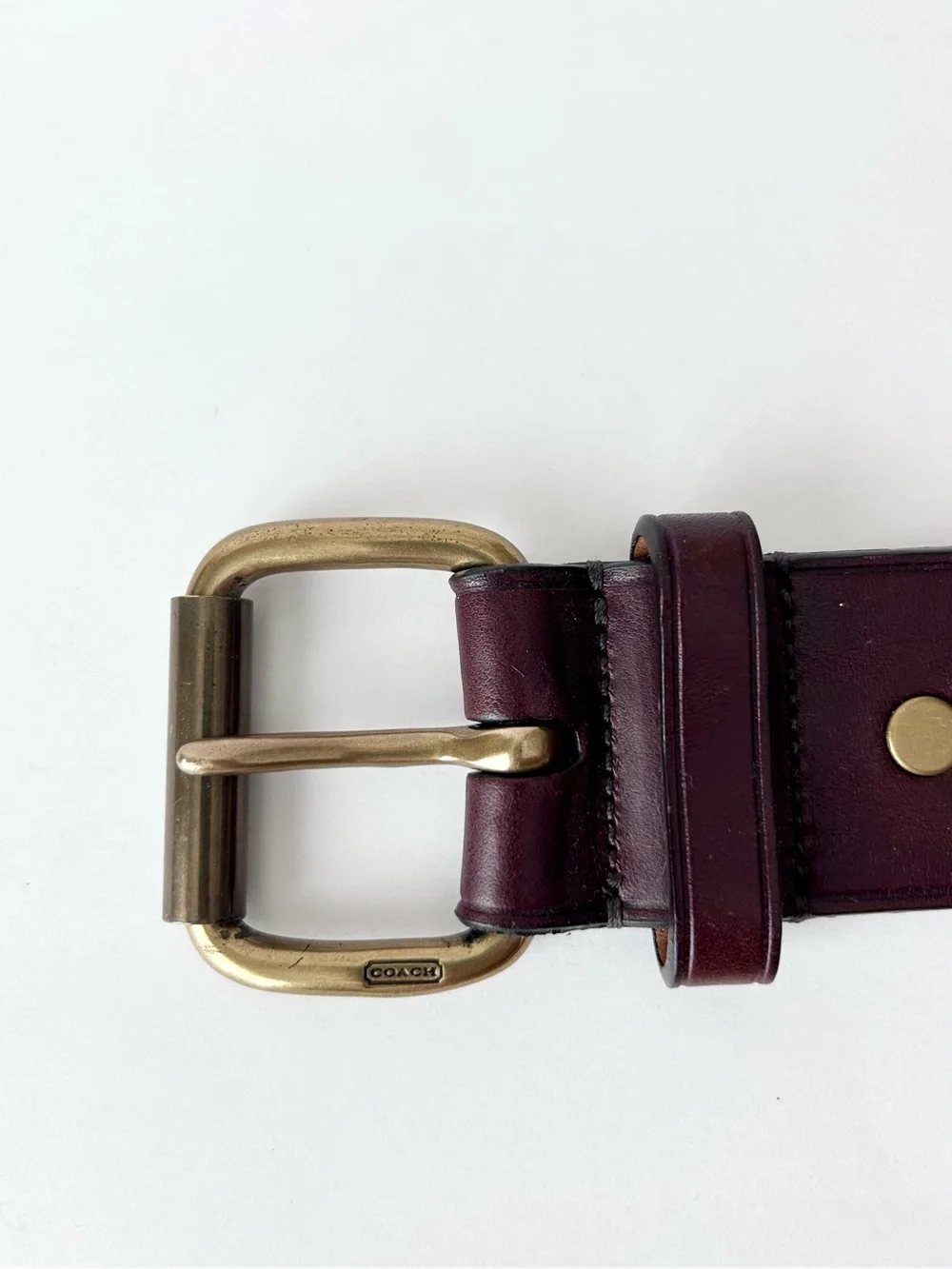 Coach Brown Leather Studded Belt Size 34”